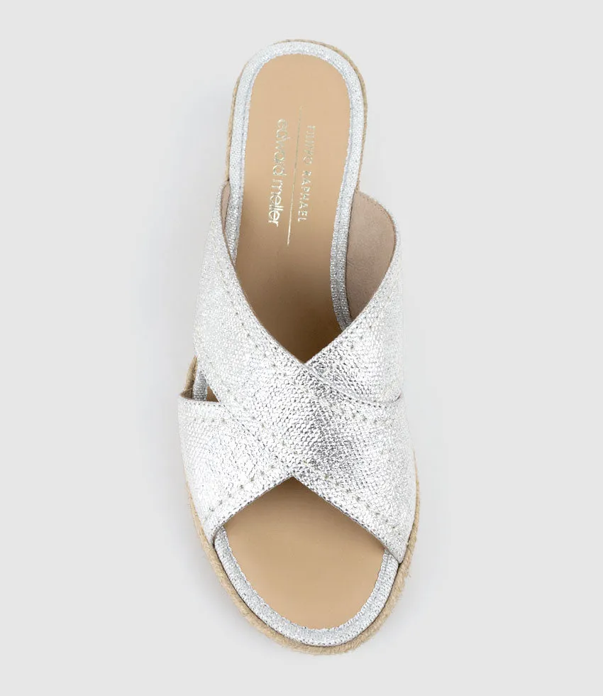 MALINA Crossover Slide Espadrille in Silver sold by Edward Meller product image thumbnail 4