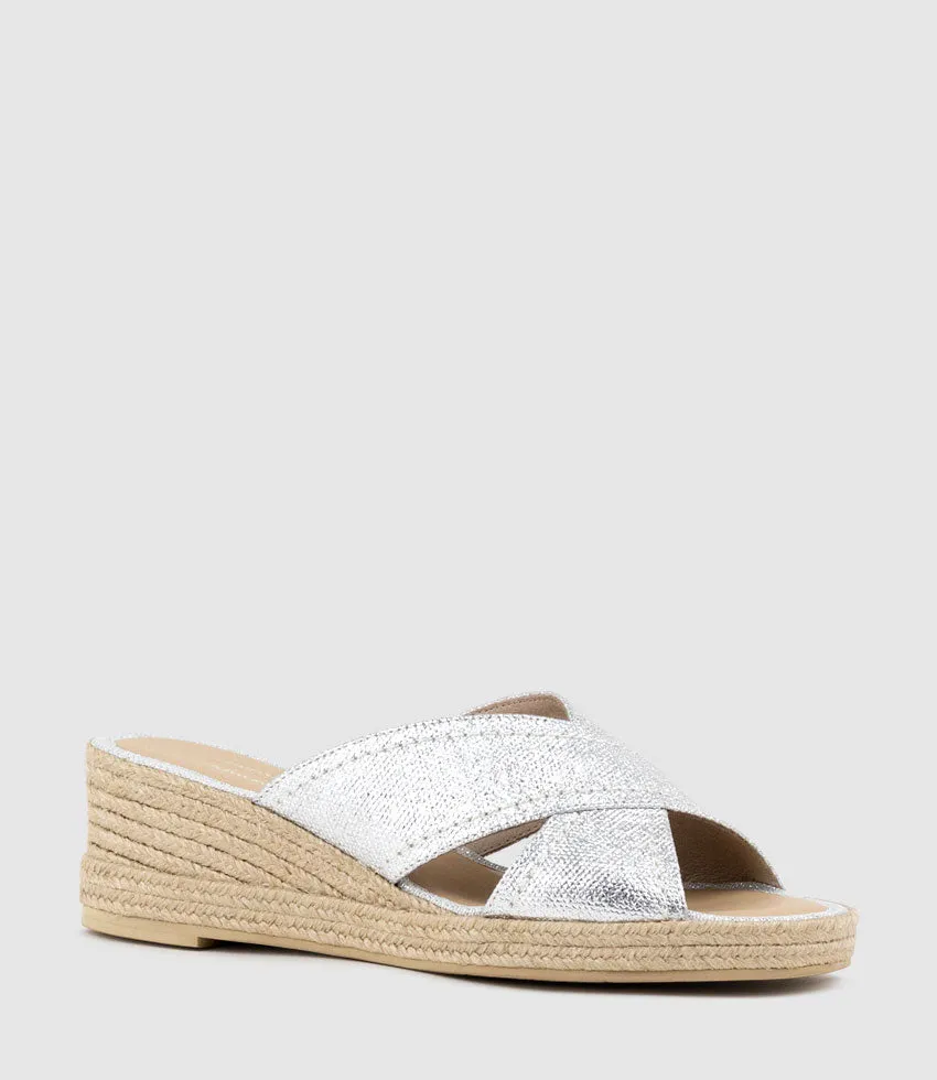 MALINA Crossover Slide Espadrille in Silver sold by Edward Meller product image thumbnail 2