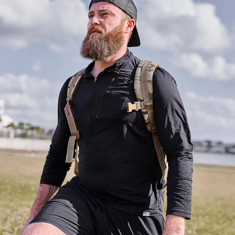 Men's USA Long Sleeve Performance Half Zip - ToughMesh sold by GORUCK