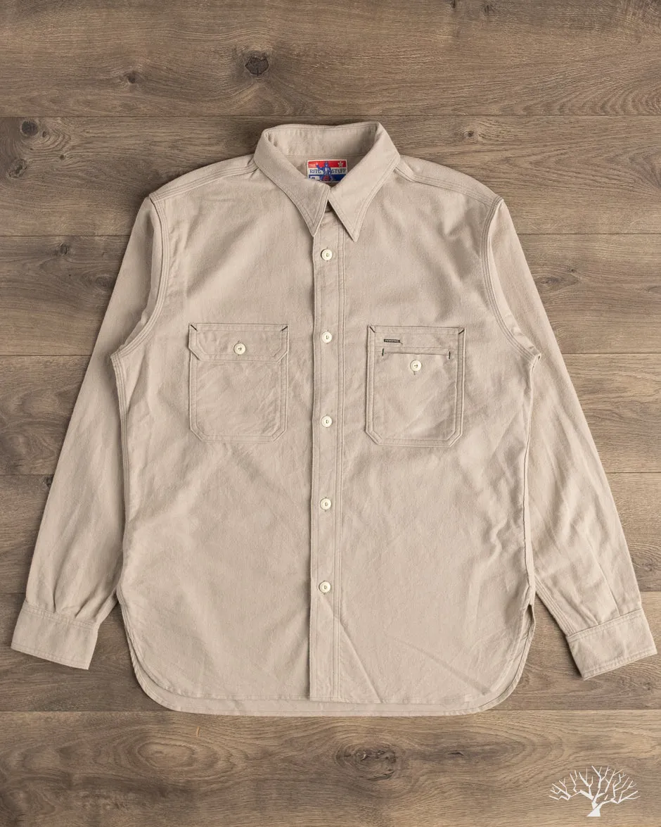 Uncle Sam Brushed Chamois Flannel Work Shirt - Sand Grey sold by Withered Fig