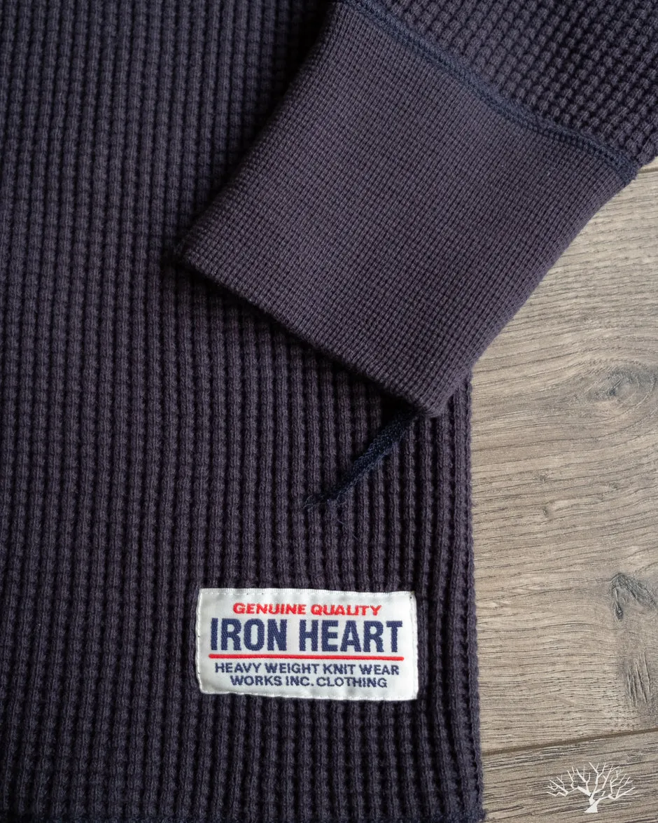 IHTL-1213-NAV - Waffle Knit Long Sleeve Thermal Henley - Navy sold by Withered Fig product image thumbnail 5