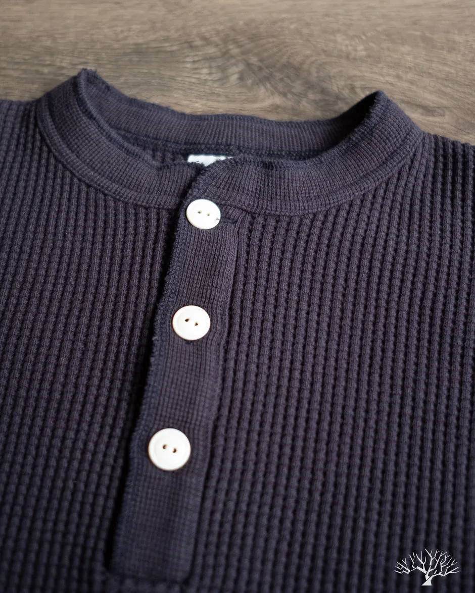 IHTL-1213-NAV - Waffle Knit Long Sleeve Thermal Henley - Navy sold by Withered Fig product image thumbnail 3