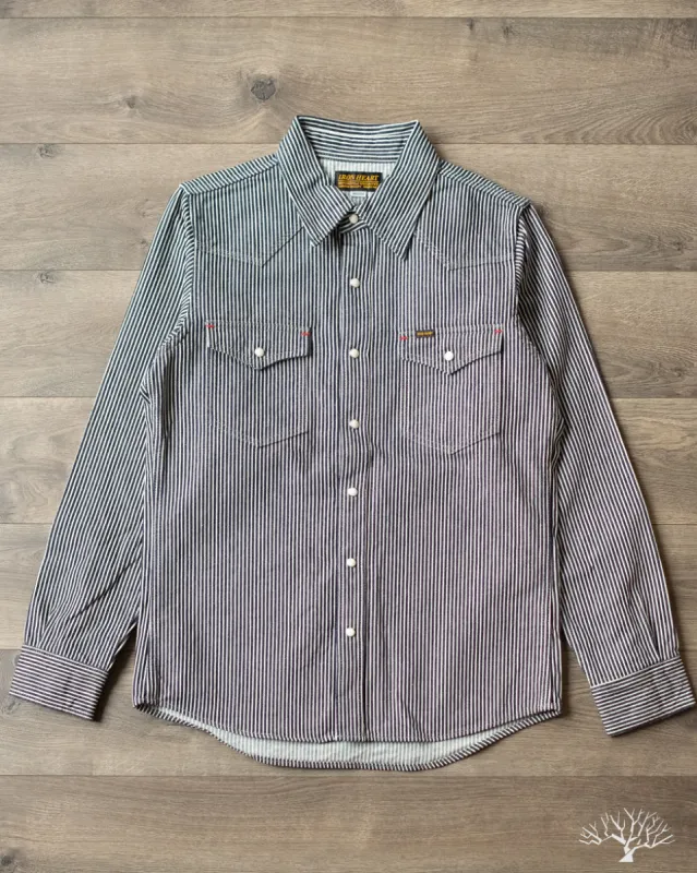 IHSH-07-IND - Indigo Hickory Stripe Western Shirt sold by Withered Fig