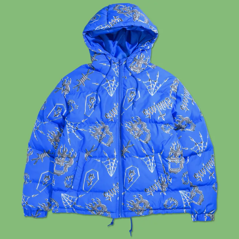 Chrome AOP Puffer Jacket sold by SWIXXZ by Maggie Lindemann