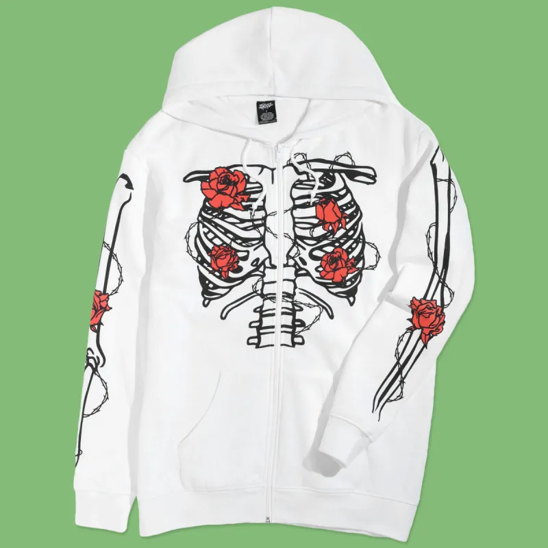 Skeleton White Zip Hoodie sold by SWIXXZ by Maggie Lindemann