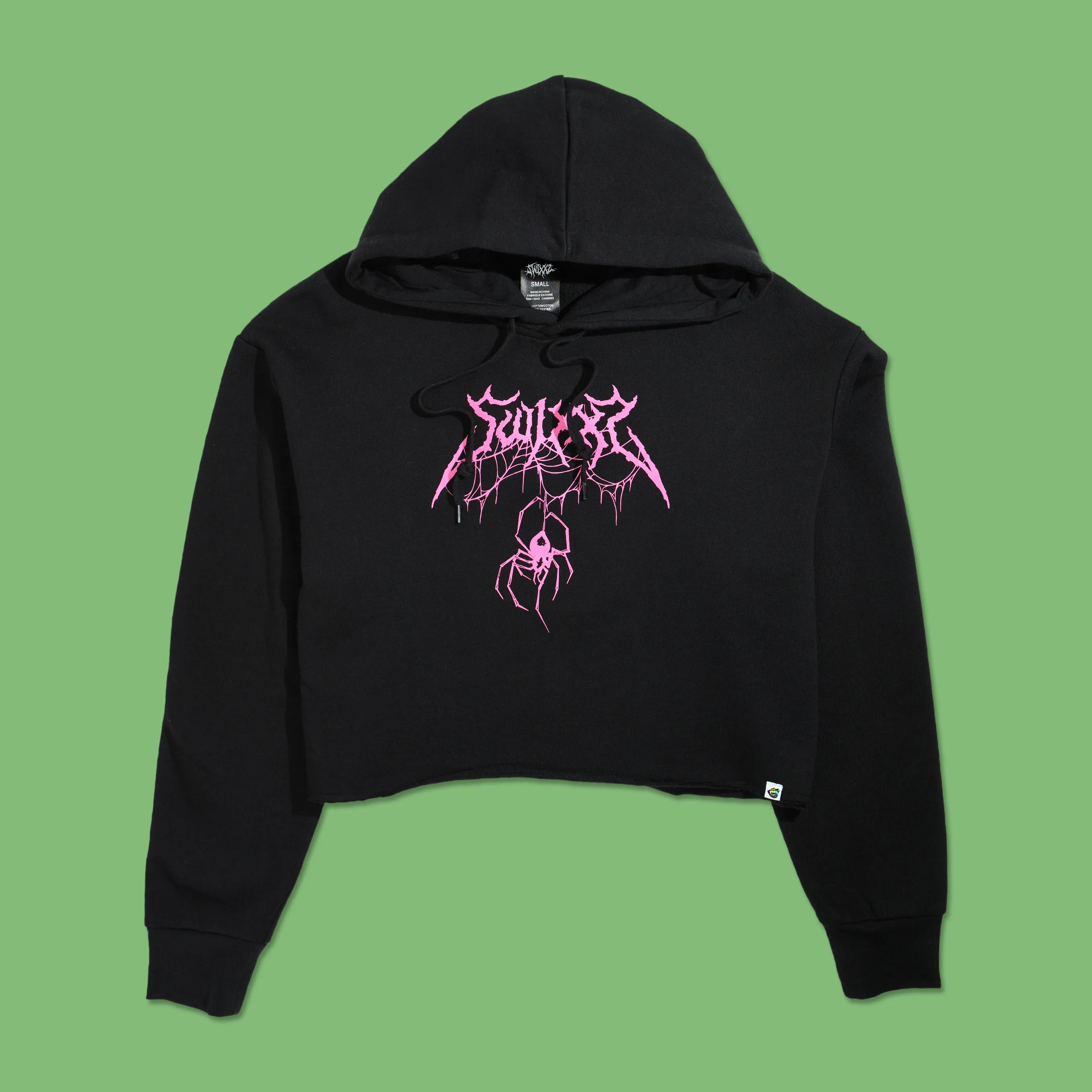 Spider Black Crop Hoodie sold by SWIXXZ by Maggie Lindemann