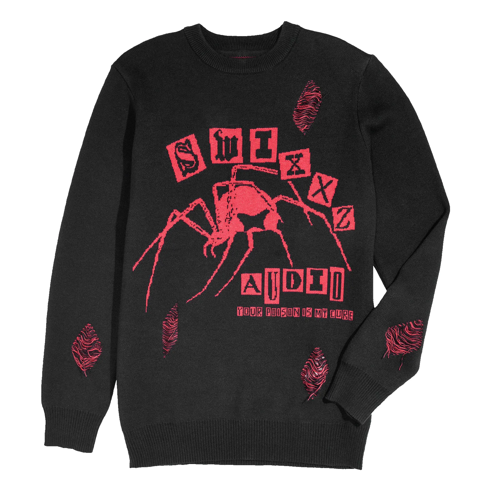 swixxzaudio Spider Black Distressed Sweater sold by SWIXXZ by Maggie Lindemann product image thumbnail 2