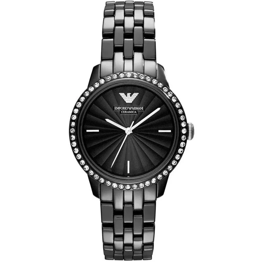 Emporio Armani AR1478 Ladies Ceramica Black Crystal Watch sold by Watch & Watch