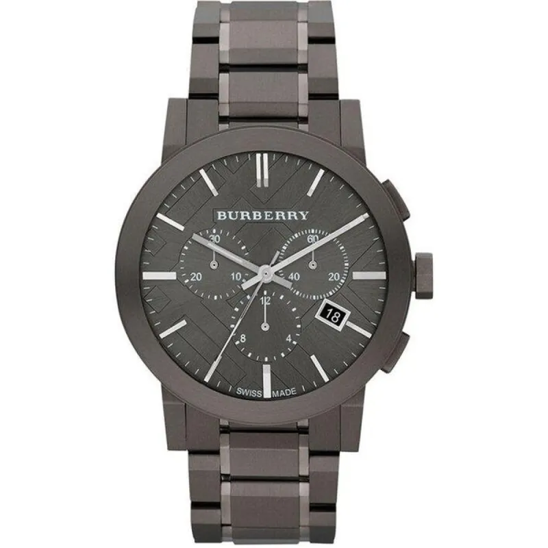 Burberry Men's BU9354 Large Check Gray Ion Plated Stainless Steel Watch made by Burberry
