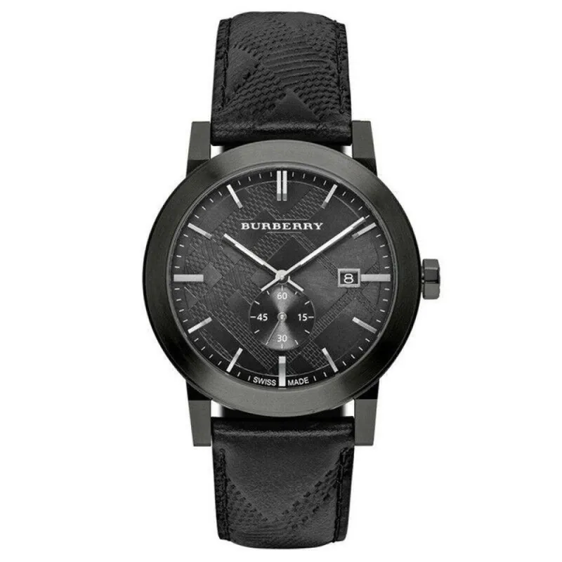 Burberry BU9906 City Black Leather Strap Men's Watch made by Burberry