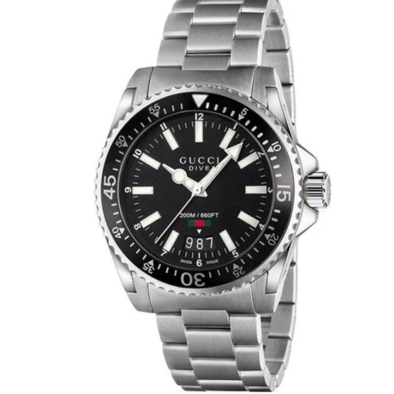 Gucci YA136301B Dive 40mm Silver Matte Black Men's Watch sold by Watch & Watch