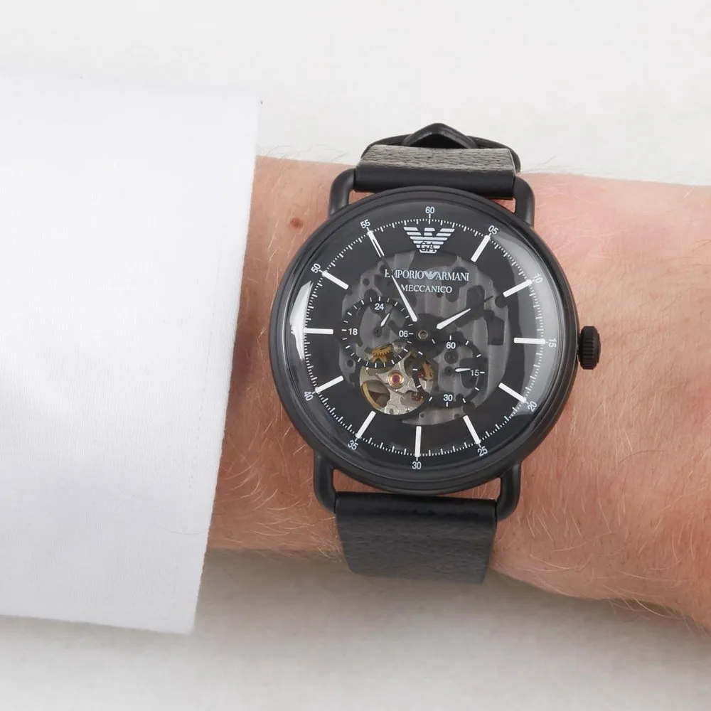 Emporio Armani AR60028 Multifunction Black Men's Leather Watch sold by Watch & Watch product image thumbnail 3