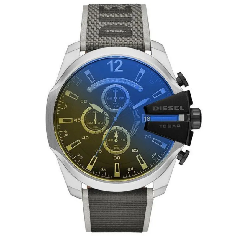 Diesel DZ4523 MEGA CHIEF Chrono Oversize 54mm Leather Black Gray Mens Wristwatch sold by Watch & Watch
