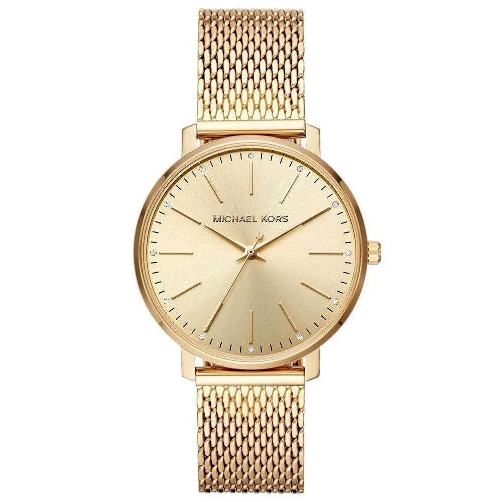 Michael Kors MK4339 Pyper Quartz Crystal Gold Dial Women's Watch sold by Watch & Watch