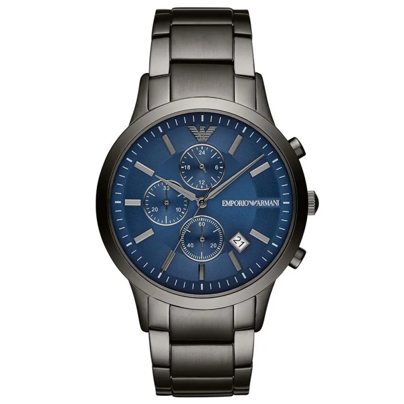 Emporio Armani AR11215 Chronograph Blue Dial Gunmetal Strap Men's Watch sold by Watch & Watch