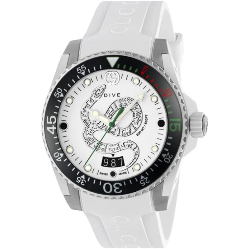 Gucci YA136329 Dive White Dial Men's Watch sold by Watch & Watch