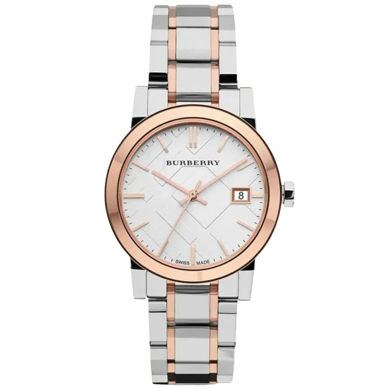 Burberry BU9105 The City Unisex Watch Silver / Rose Gold made by Burberry
