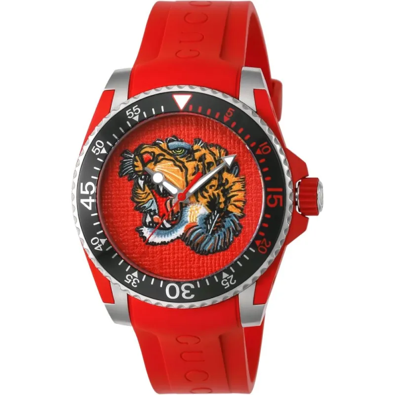 Gucci YA136315 Dive Red Tiger Head Dial Men's Watch made by Watch & Watch