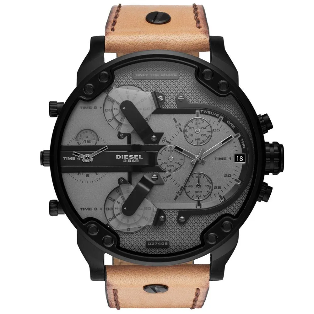 Diesel DZ7406 Mr. Daddy 2.0 Chronograph Brown Leather Men's Watch sold by Watch & Watch