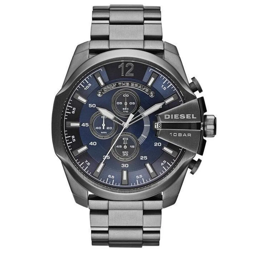 Diesel DZ4329 Mega Chief Chronograph Blue Dial Gunmetal Ion-plated Men's Watch sold by Watch & Watch