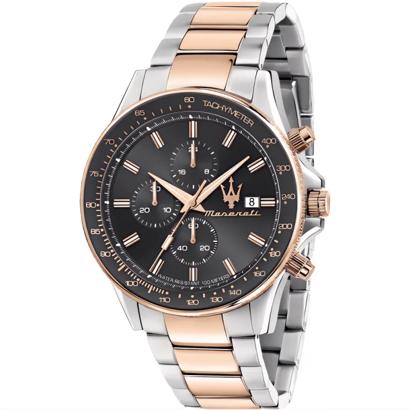 Maserati R8873640014 Sfida Chronograph Black Dial Two-Tone Men's Watch sold by Watch & Watch