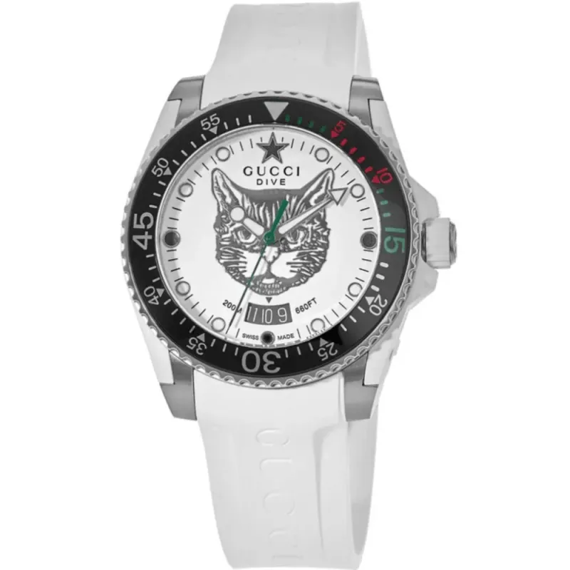 Gucci YA136329 Dive Tiger White Dial Men's Watch made by Gucci