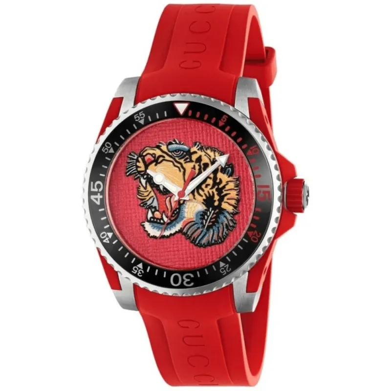 Gucci YA136315 Dive Embroidery Tiger Red Dial Men's Watch made by Gucci