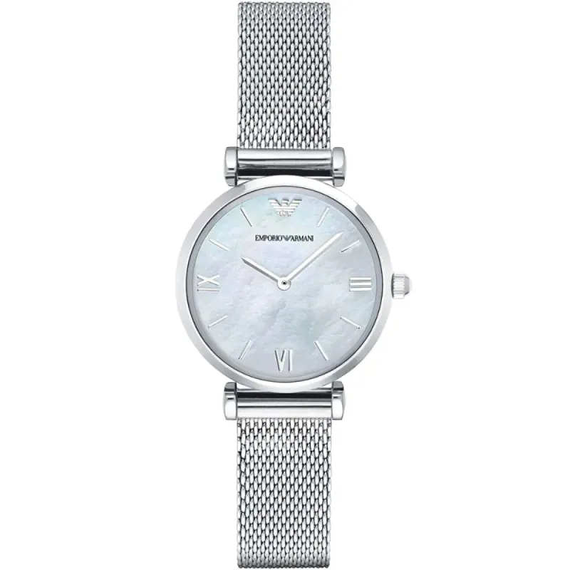 Emporio Armani AR1955 Mother Of Pearl Mesh Bracelet Ladies Watch sold by Watch & Watch