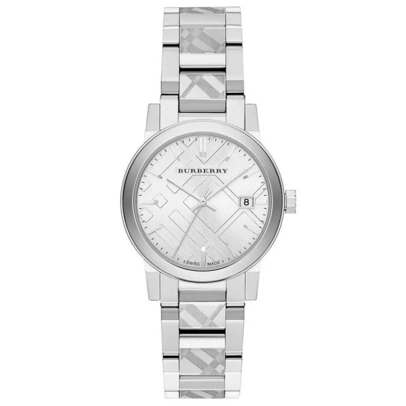 Burberry BU9144 Silver Check Stamped Dial Women's Watch sold by Watch & Watch