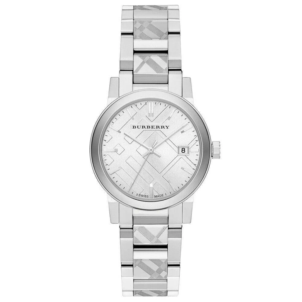 Burberry BU9144 Silver Check Stamped Dial Women's Watch sold by Watch & Watch