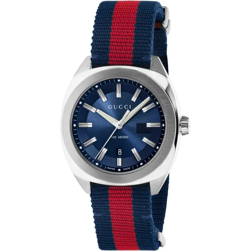 Gucci YA142304 GG2570 Blue Canvas 41mm Men's Watch sold by Watch & Watch