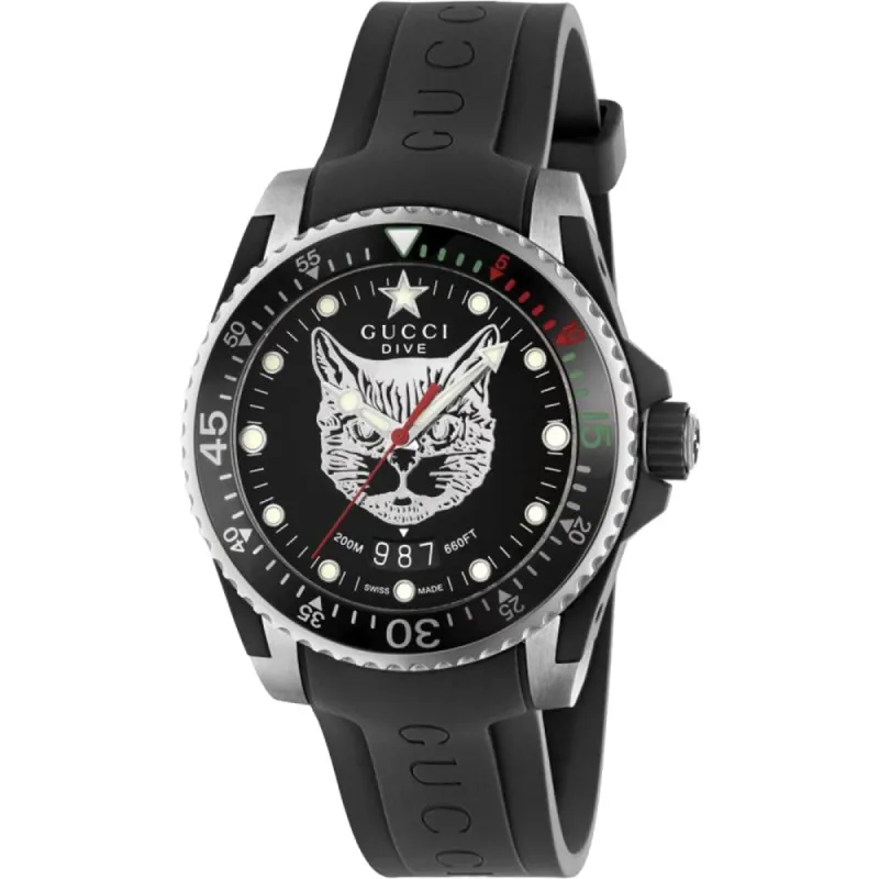 Gucci YA136320 Feline Motif Black Dial Unisex Watch sold by Watch & Watch