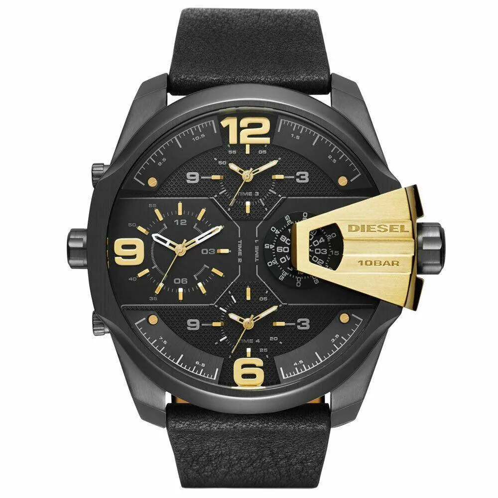Diesel DZ7377 Uber Chief Black Dial Black Leather Men's Watch sold by Watch & Watch