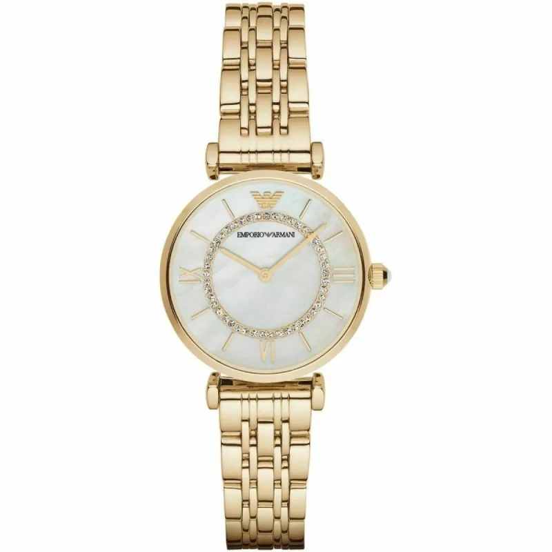 Emporio Armani AR1907 Mother of Pearl Dial Gold-Tone Stainless Steel Ladies Watch sold by Watch & Watch