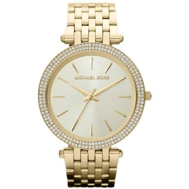 Michael Kors MK3191 Darci Glitz Gold Dial Pave Bezel Crystal Women's Watch sold by Watch & Watch