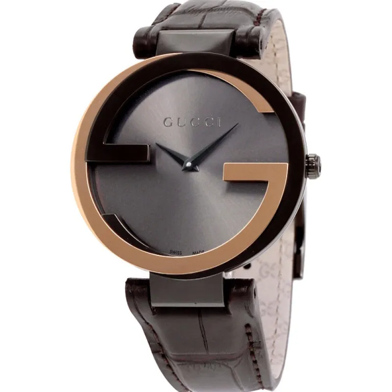 Gucci YA133304 Interlocking-G Black Dial Brown Leather Ladies Watch sold by Watch & Watch