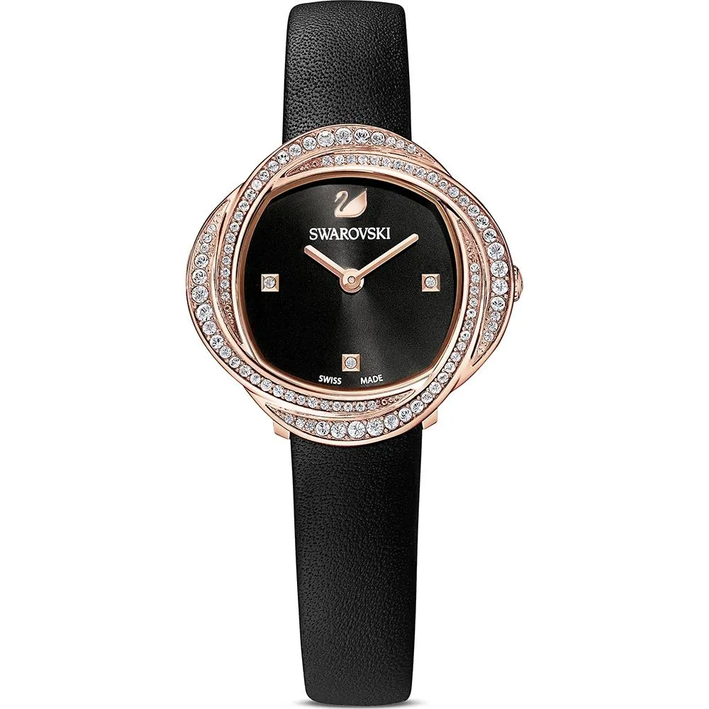 Swarovski 5552421 Crystal Leather Strap Black Rose Gold Tone Women's Watch sold by Watch & Watch