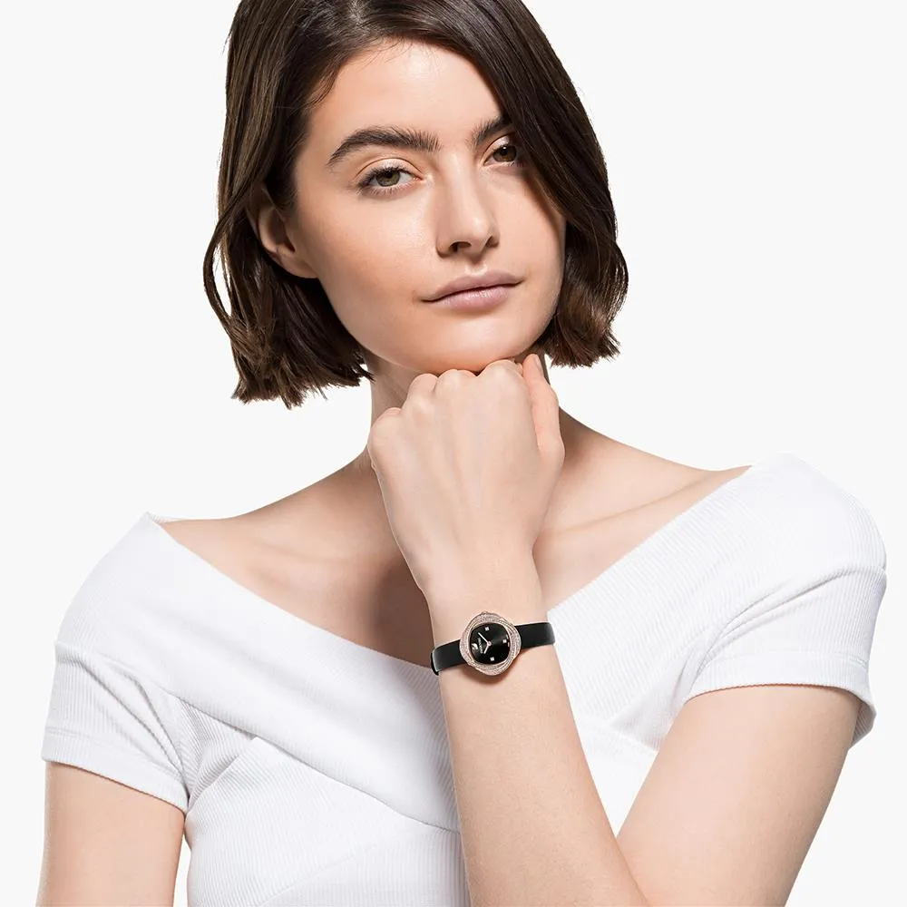 Swarovski 5552421 Crystal Leather Strap Black Rose Gold Tone Women's Watch sold by Watch & Watch product image thumbnail 5
