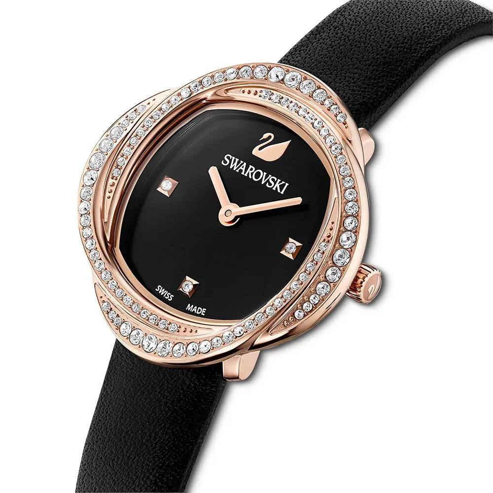 Swarovski 5552421 Crystal Leather Strap Black Rose Gold Tone Women's Watch sold by Watch & Watch product image thumbnail 3