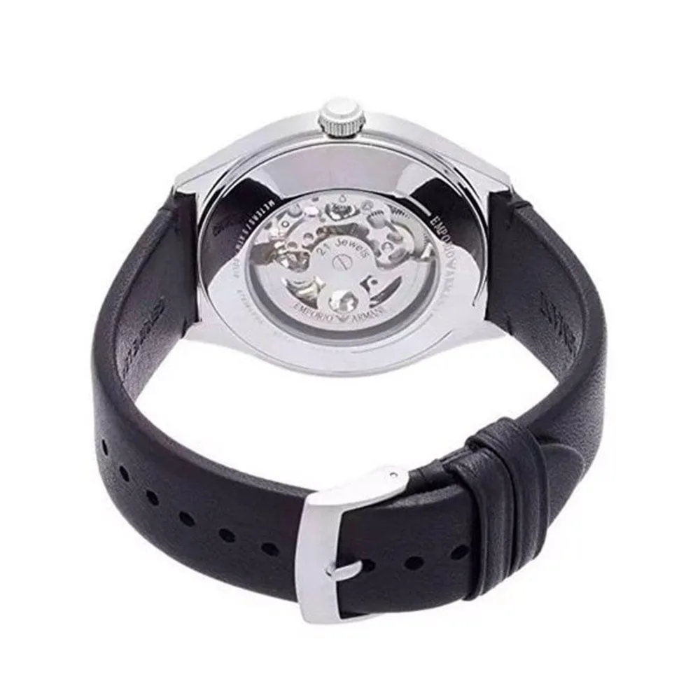 Emporio Armani AR60003 Automatic Black Leather Skeleton Men's Watch sold by Watch & Watch product image thumbnail 2