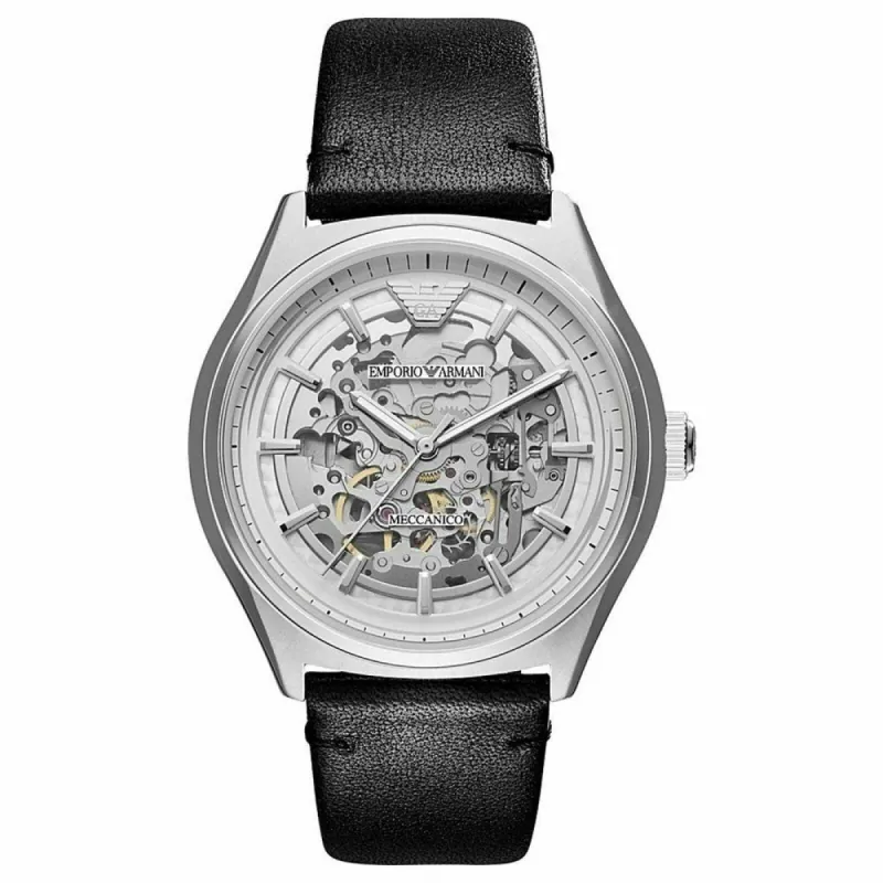 Emporio Armani AR60003 Automatic Black Leather Skeleton Men's Watch sold by Watch & Watch