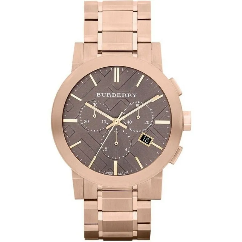 Burberry BU9353 Taupe Chronograph Dial Rose Gold Plated Steel Men's Watch made by Burberry