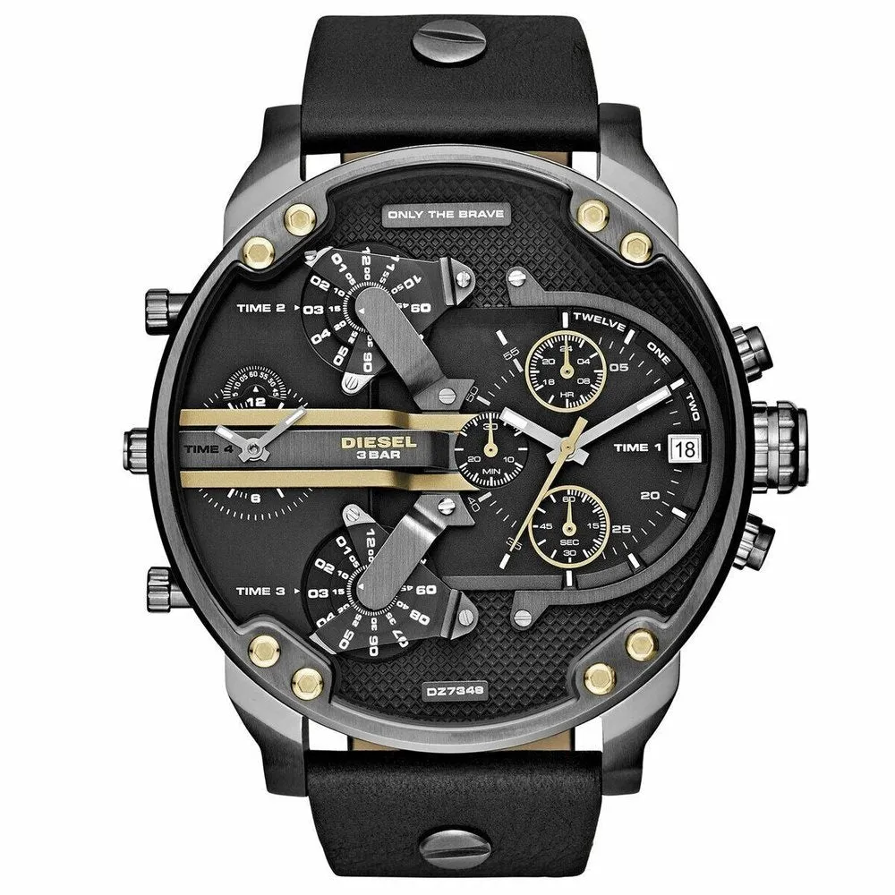 Diesel DZ7348 Mr. Daddy 2.0 Black Dial Black Leather Men's Watch sold by Watch & Watch