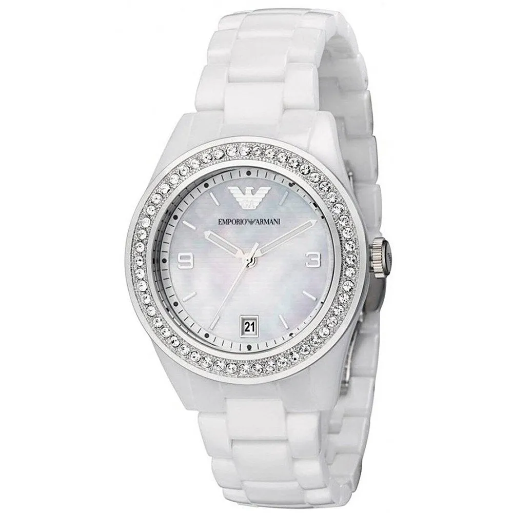 Emporio Armani AR1426 White Ladies Ceramica Watch sold by Watch & Watch