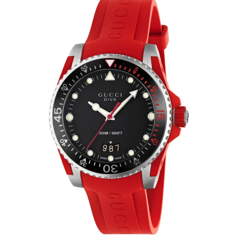 Gucci YA136309 Dive Black Dial Silicone Men's Watch made by Gucci