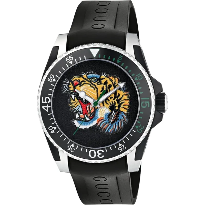 Gucci YA136318 Dive Tiger Motif Black Dial Men's Watch sold by Watch & Watch