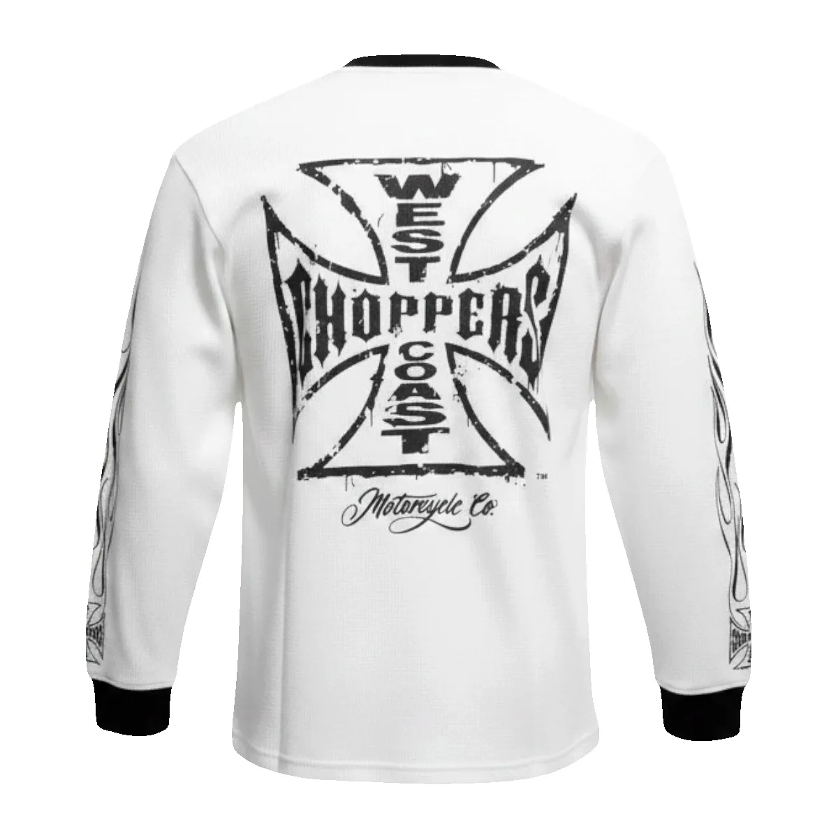 WCC WORN CROSS WAFFLE LONG SLEEVE - WHITE sold by West Coast Choppers product image thumbnail 4