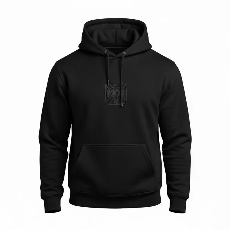 WCC Embossed Sweat Hoody - Black made by West Coast Choppers