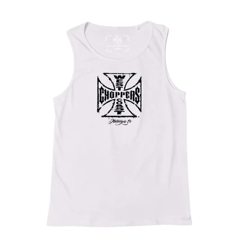 WORN CROSS TANKTOP - WHITE made by West Coast Choppers