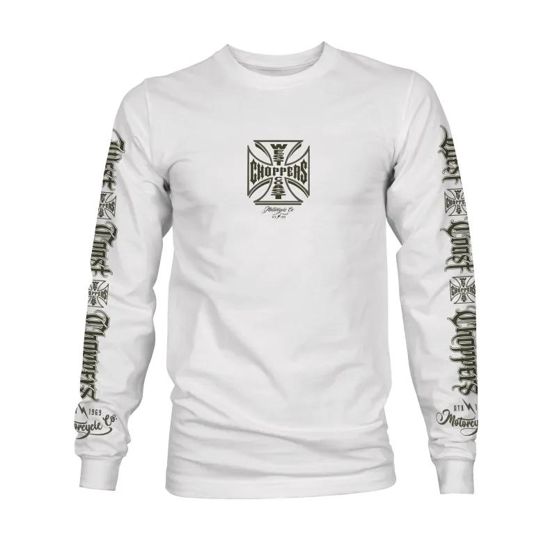 WCC GANGSCRIPT LONG SLEEVE - WHITE made by West Coast Choppers